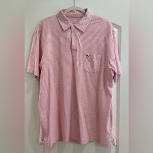 Vineyard Vines Large Light Pink Striped Pocket Polo